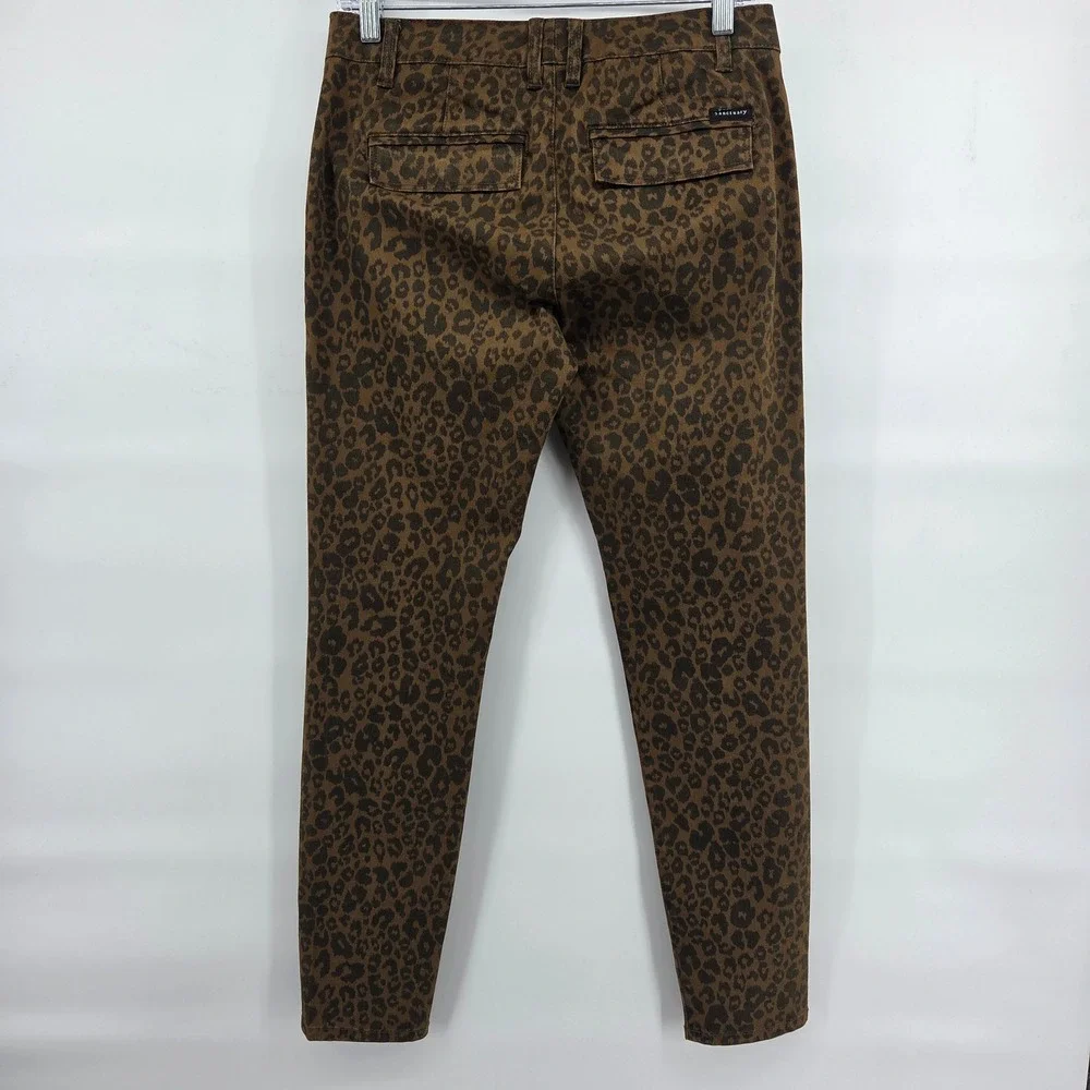 Sanctuary Pants 27 Brown Leopard Print Utility Slim Cargo‎ Standard Surplus